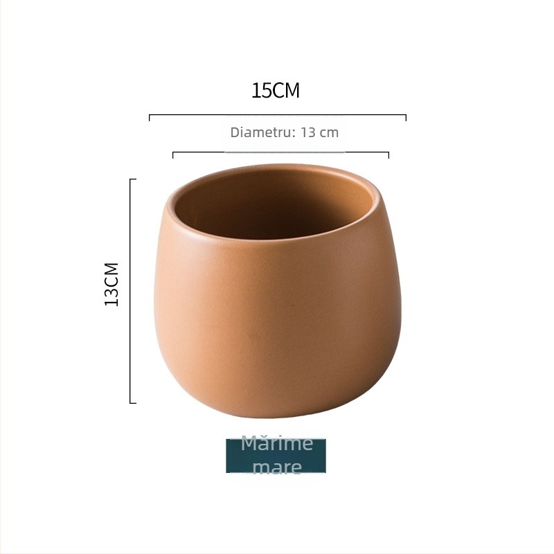 Ghiveci ceramic cu finisaj placat cu aur și model marmorat – rotund, stil nordic minimalist, pentru hidroponie și suculente