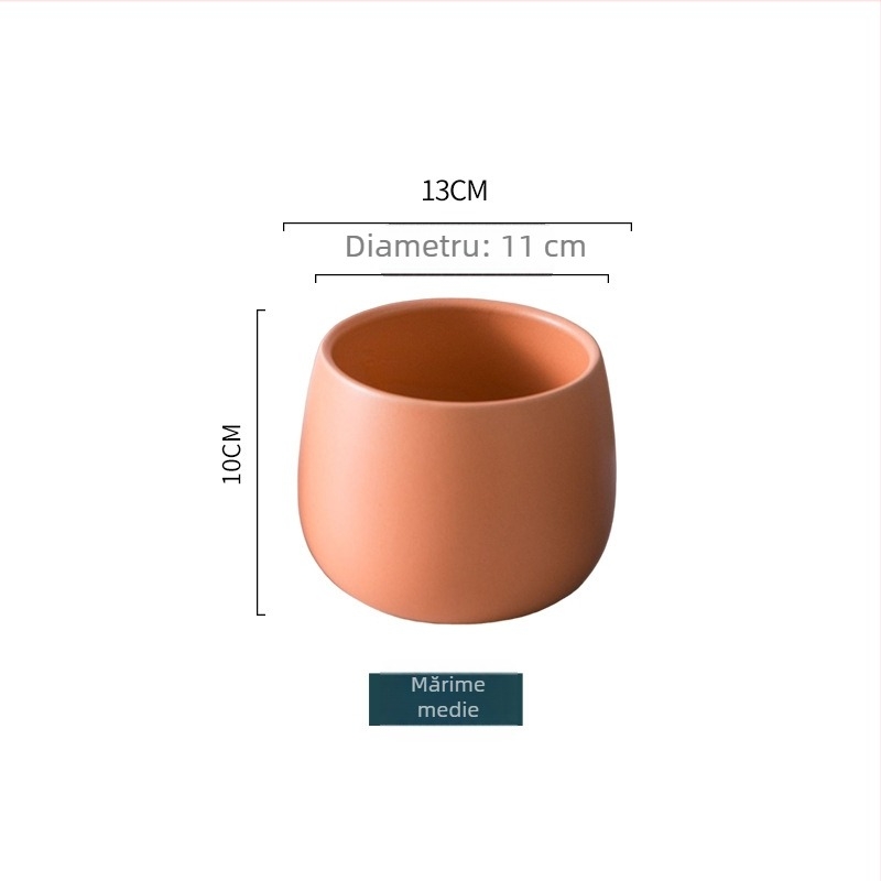 Ghiveci ceramic cu finisaj placat cu aur și model marmorat – rotund, stil nordic minimalist, pentru hidroponie și suculente