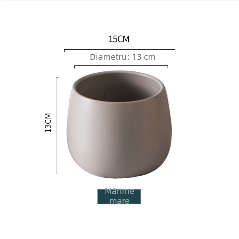 Ghiveci ceramic cu finisaj placat cu aur și model marmorat – rotund, stil nordic minimalist, pentru hidroponie și suculente