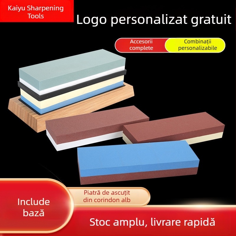 Piatră de ascuțit cu două fețe, din corund alb, pentru bucătărie și uz casnic