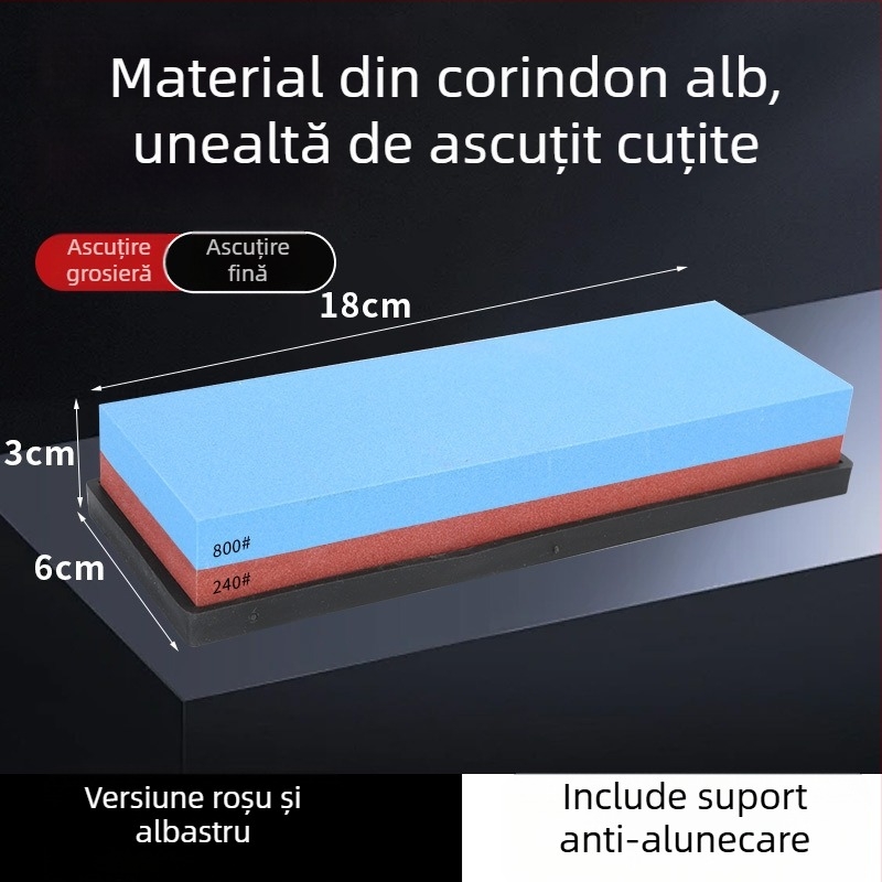 Piatră de ascuțit cu două fețe, din corund alb, pentru bucătărie și uz casnic
