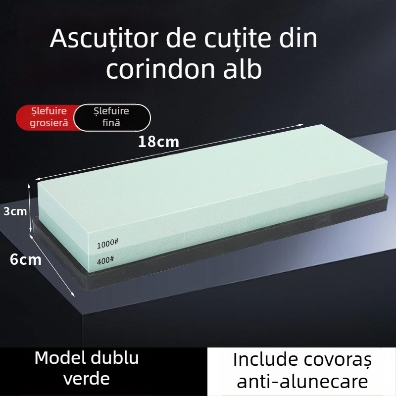 Piatră de ascuțit cu două fețe, din corund alb, pentru bucătărie și uz casnic