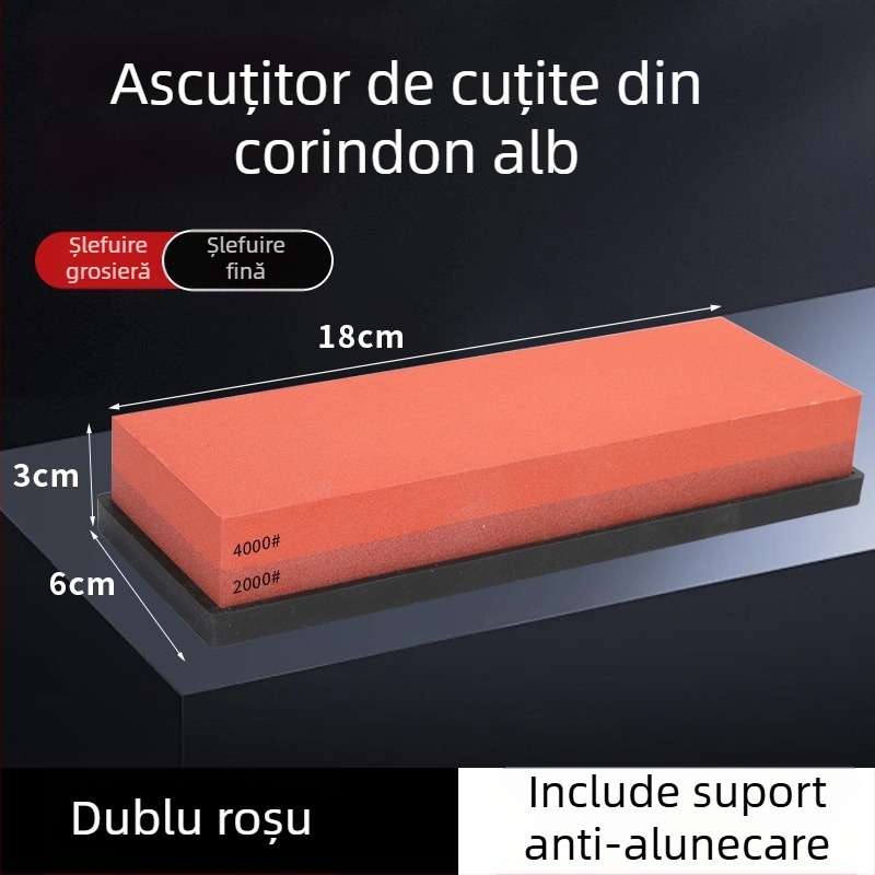 Piatră de ascuțit cu două fețe, din corund alb, pentru bucătărie și uz casnic