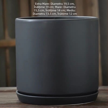 Ghiveci ceramic, alb mat, cu tavă neagră, stil nordic, design creativ pentru plante verzi (mari și mici)