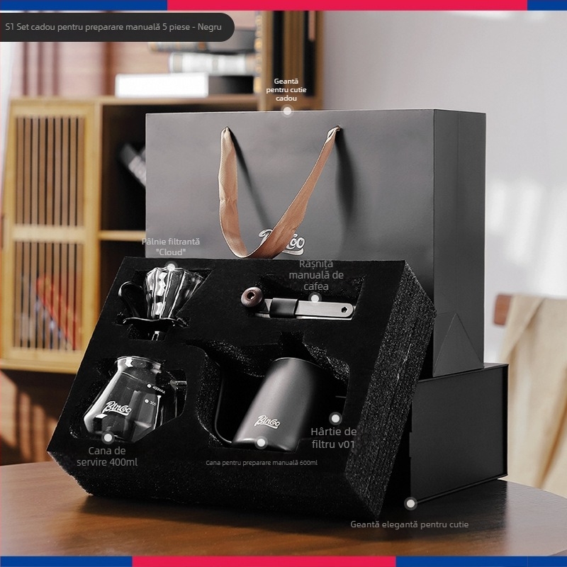 Bincoo Kit de cafea pentru filtrare manuală cu râșniță, set portabil pentru uz casnic
