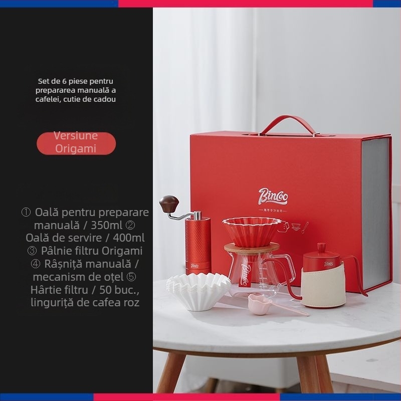 Bincoo Kit de cafea pentru filtrare manuală cu râșniță, set portabil pentru uz casnic