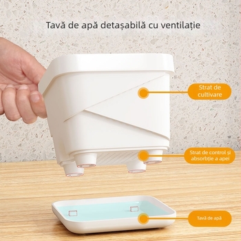 Ghiveci plastic respirabil pentru suculente, cu tavă inferioară pătrată îmbunătățită, pentru birou sau casă, design Nordic creativ.