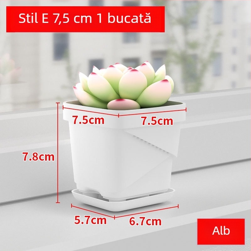Ghiveci plastic respirabil pentru suculente, cu tavă inferioară pătrată îmbunătățită, pentru birou sau casă, design Nordic creativ.