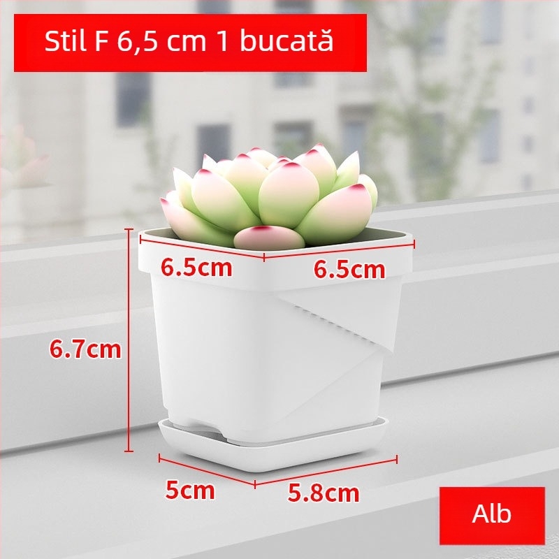 Ghiveci plastic respirabil pentru suculente, cu tavă inferioară pătrată îmbunătățită, pentru birou sau casă, design Nordic creativ.