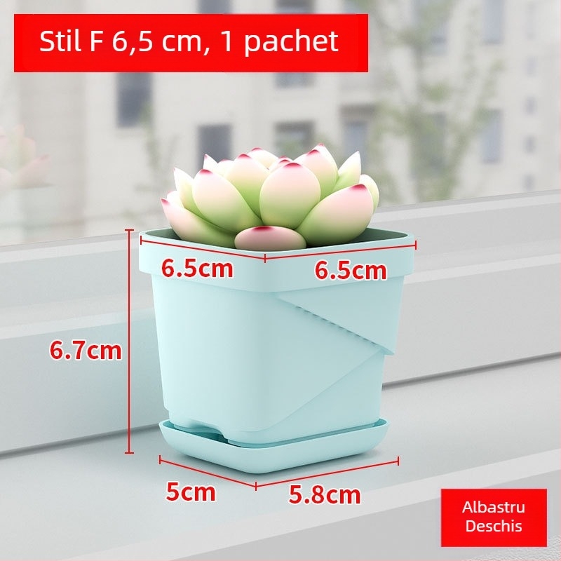 Ghiveci plastic respirabil pentru suculente, cu tavă inferioară pătrată îmbunătățită, pentru birou sau casă, design Nordic creativ.