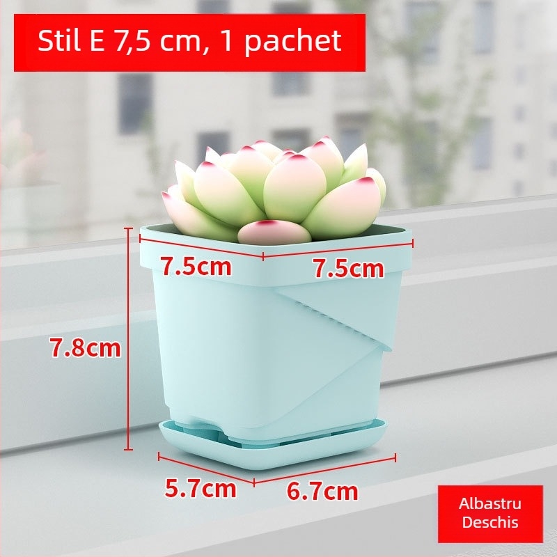 Ghiveci plastic respirabil pentru suculente, cu tavă inferioară pătrată îmbunătățită, pentru birou sau casă, design Nordic creativ.