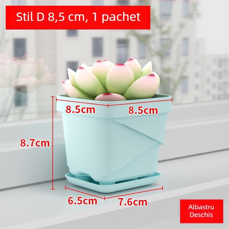 Ghiveci plastic respirabil pentru suculente, cu tavă inferioară pătrată îmbunătățită, pentru birou sau casă, design Nordic creativ.