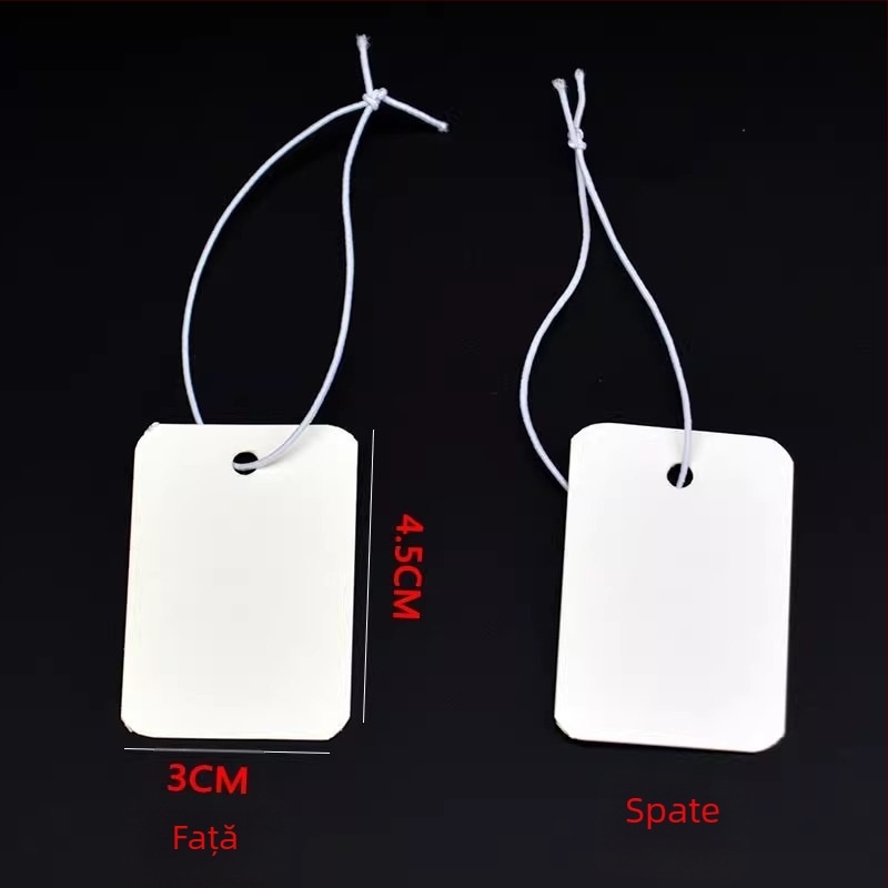Șnur elastic mare, etichetă goală de agățat 3×4,5 cm pentru bagaje, haine și corpuri de iluminat – etichetă de preț