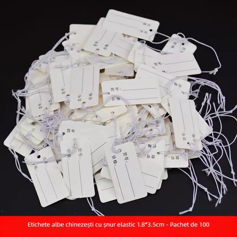 Șnur elastic mare, etichetă goală de agățat 3×4,5 cm pentru bagaje, haine și corpuri de iluminat – etichetă de preț