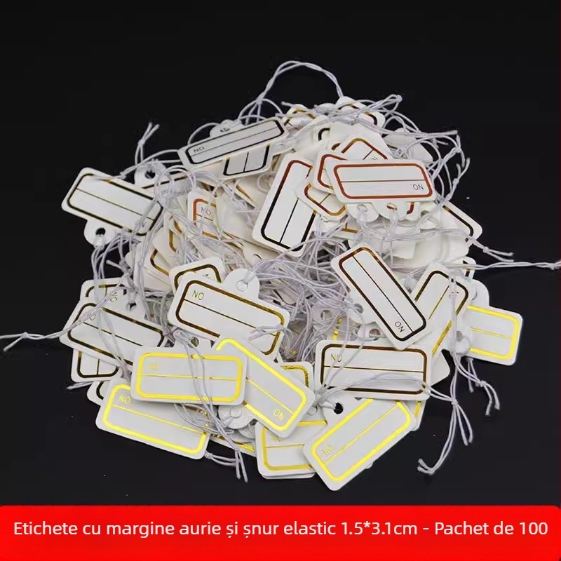 Șnur elastic mare, etichetă goală de agățat 3×4,5 cm pentru bagaje, haine și corpuri de iluminat – etichetă de preț