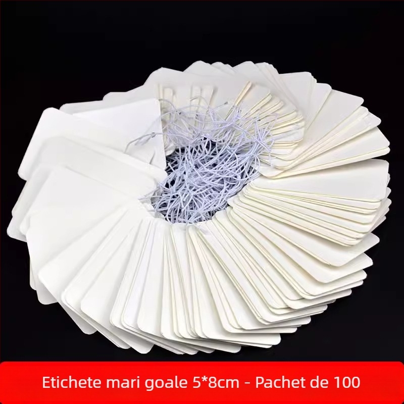 Șnur elastic mare, etichetă goală de agățat 3×4,5 cm pentru bagaje, haine și corpuri de iluminat – etichetă de preț