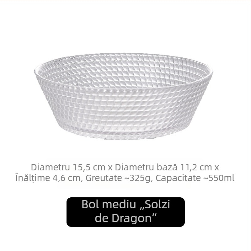 Platou de gustări din sticlă în stil nordic, bol cu model de solzi de dragon, transparent, modern