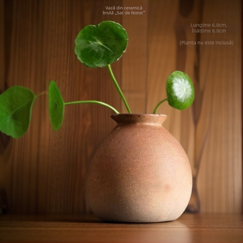 Vază ceramică, stil Zen, cu gât lat, din ceramică tip stoneware, retro, pentru decor de birou și aranjamente hidroponice
