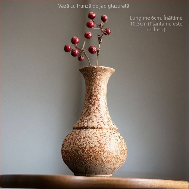 Vază ceramică, stil Zen, cu gât lat, din ceramică tip stoneware, retro, pentru decor de birou și aranjamente hidroponice