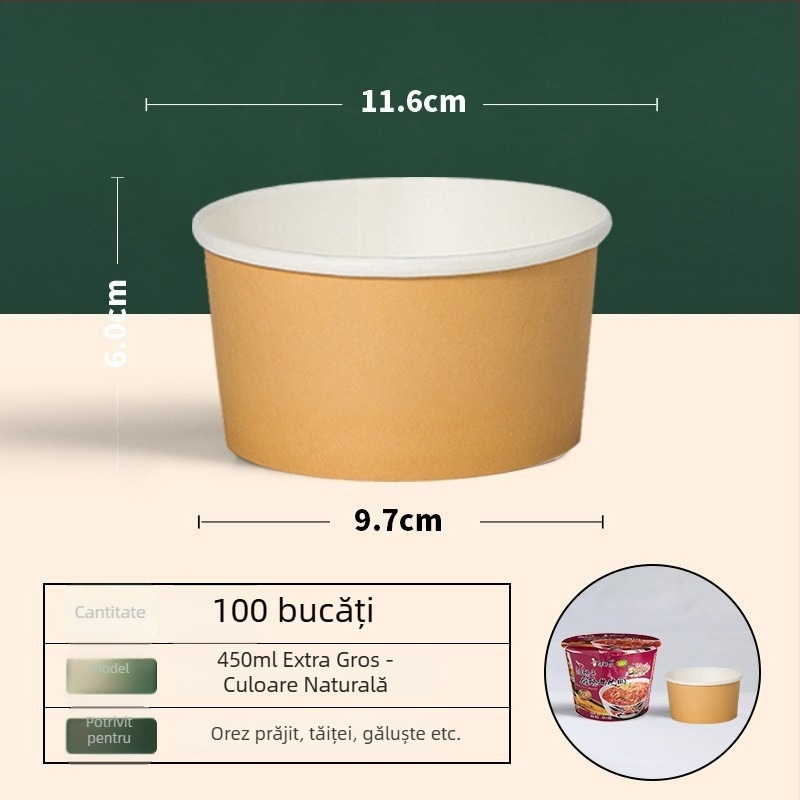 Set de boluri din hârtie și cutii pentru prânz, pentru uz casnic și picnic – bol pentru tăiței și tacâmuri