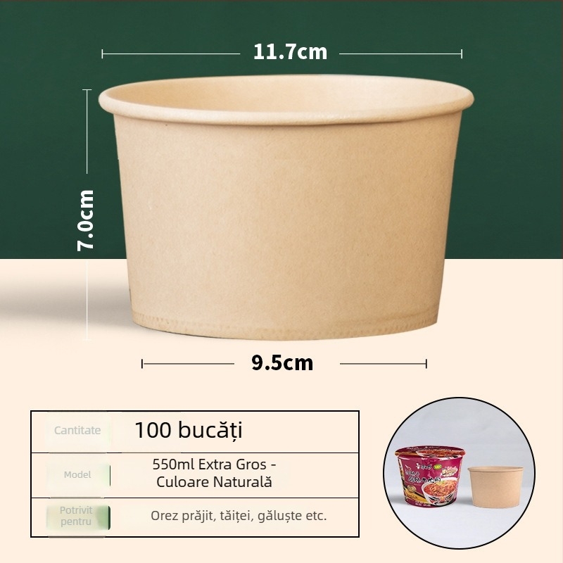 Set de boluri din hârtie și cutii pentru prânz, pentru uz casnic și picnic – bol pentru tăiței și tacâmuri
