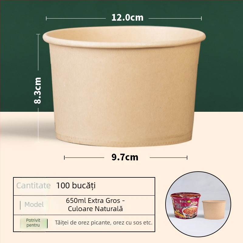 Set de boluri din hârtie și cutii pentru prânz, pentru uz casnic și picnic – bol pentru tăiței și tacâmuri