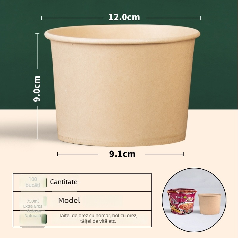 Set de boluri din hârtie și cutii pentru prânz, pentru uz casnic și picnic – bol pentru tăiței și tacâmuri