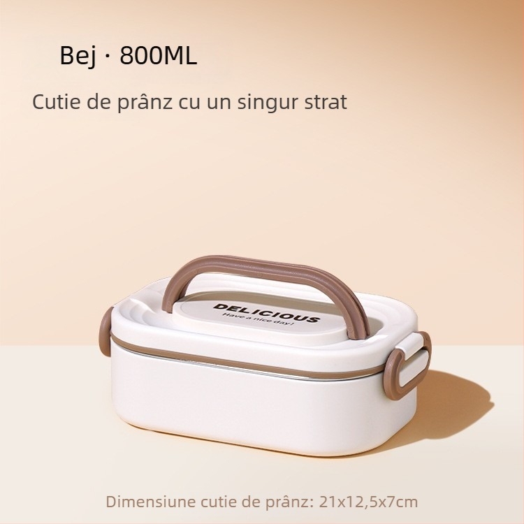 Cutie de prânz izolată, cu mai multe niveluri, pentru birou, compatibilă cu microunde, cu capacitate mare și compartiment pentru orez