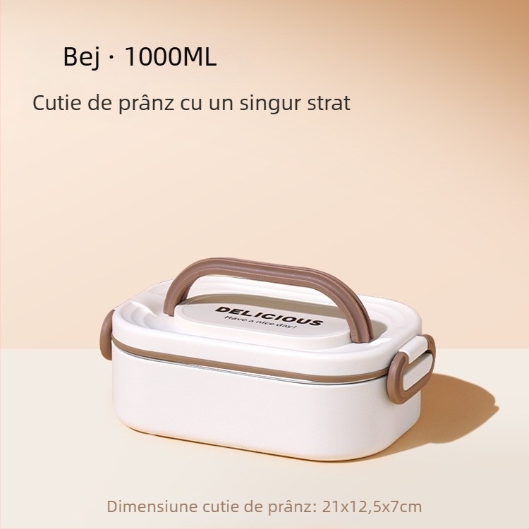 Cutie de prânz izolată, cu mai multe niveluri, pentru birou, compatibilă cu microunde, cu capacitate mare și compartiment pentru orez