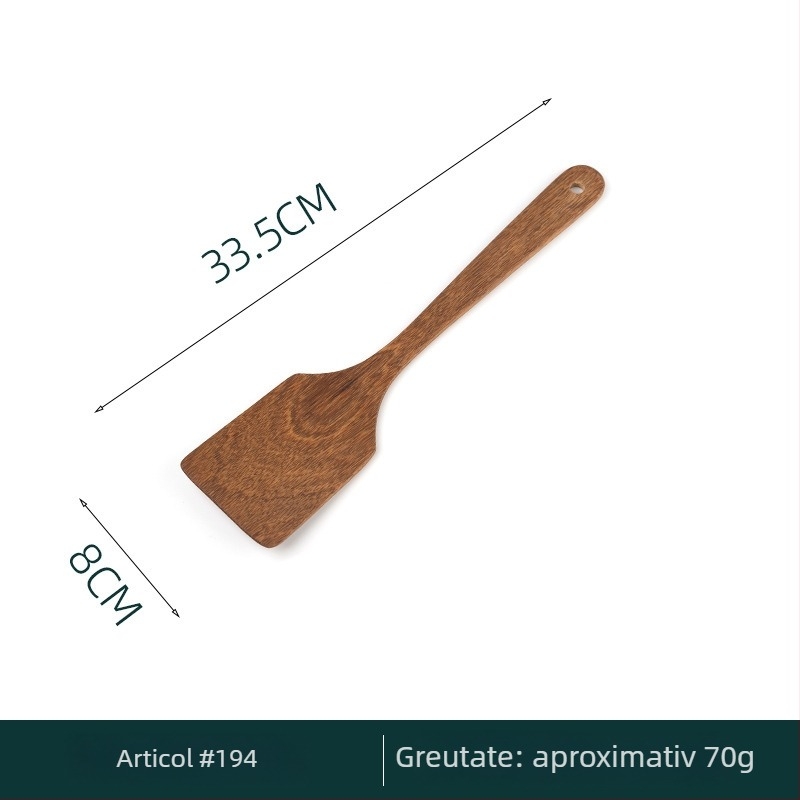 Set complet de spatule din lemn pentru bucătărie: spatulă pentru prăjit, lingură de orez și alte spatule