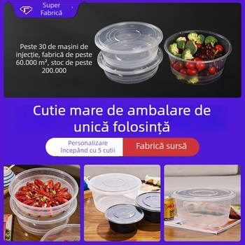 Cutie de unică folosință, mare, rotundă, din PP, ecologică, pentru livrare: hot pot, homar, pui prăjit și pește gătit