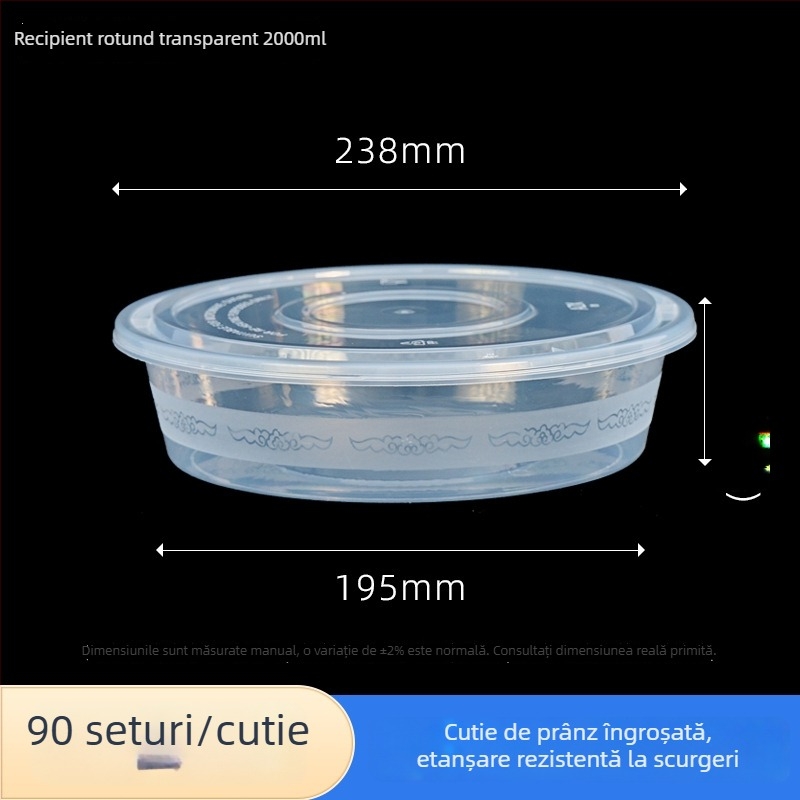 Cutie de unică folosință, mare, rotundă, din PP, ecologică, pentru livrare: hot pot, homar, pui prăjit și pește gătit