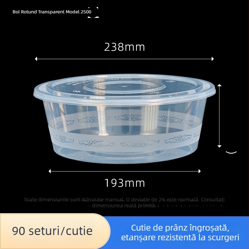 Cutie de unică folosință, mare, rotundă, din PP, ecologică, pentru livrare: hot pot, homar, pui prăjit și pește gătit