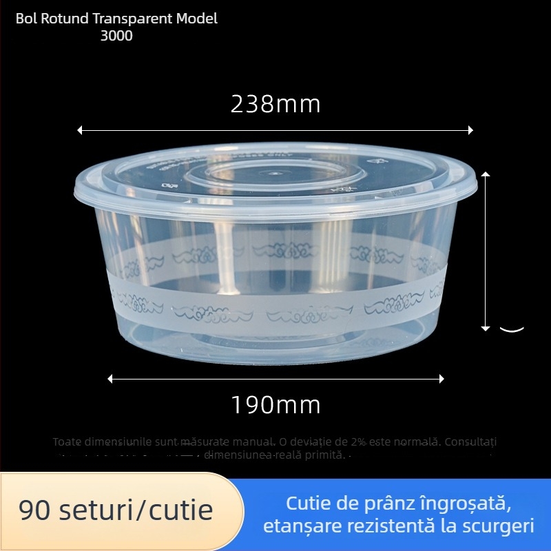 Cutie de unică folosință, mare, rotundă, din PP, ecologică, pentru livrare: hot pot, homar, pui prăjit și pește gătit