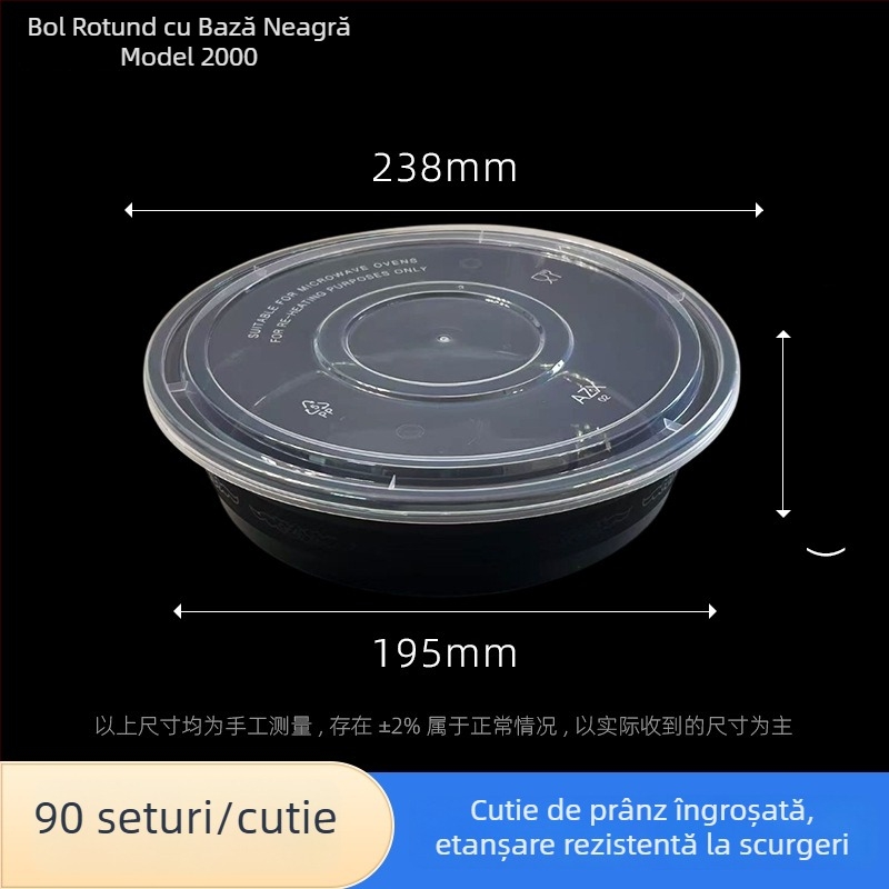 Cutie de unică folosință, mare, rotundă, din PP, ecologică, pentru livrare: hot pot, homar, pui prăjit și pește gătit