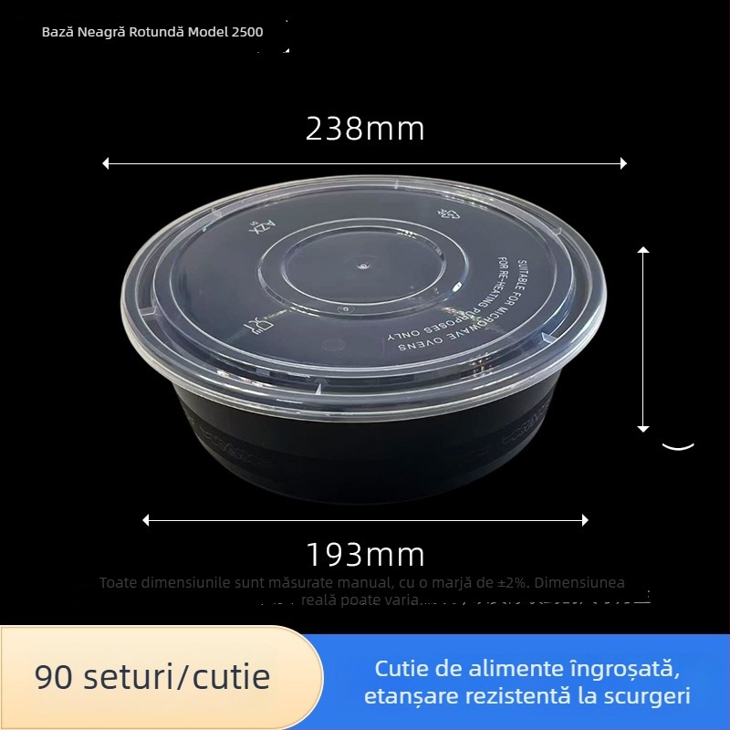 Cutie de unică folosință, mare, rotundă, din PP, ecologică, pentru livrare: hot pot, homar, pui prăjit și pește gătit
