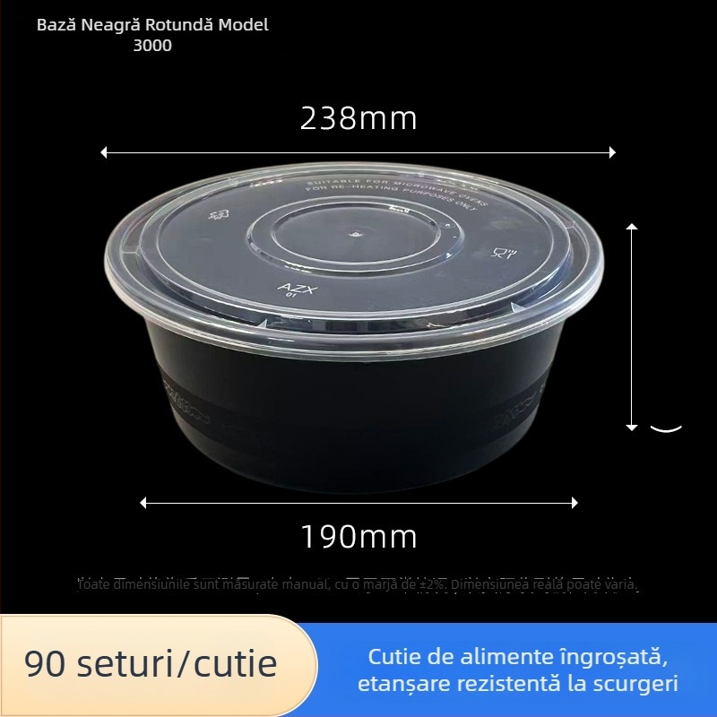 Cutie de unică folosință, mare, rotundă, din PP, ecologică, pentru livrare: hot pot, homar, pui prăjit și pește gătit