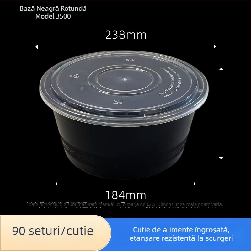 Cutie de unică folosință, mare, rotundă, din PP, ecologică, pentru livrare: hot pot, homar, pui prăjit și pește gătit