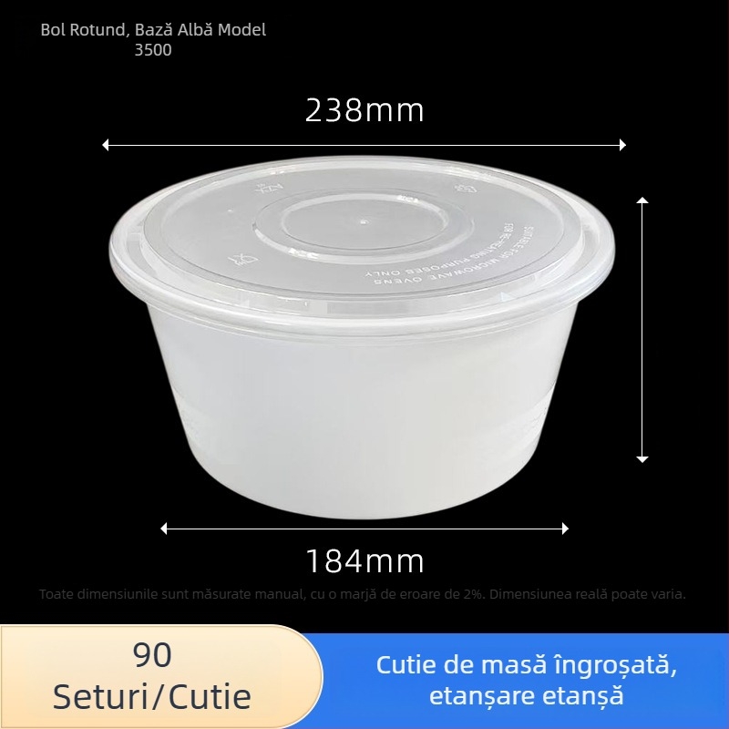Cutie de unică folosință, mare, rotundă, din PP, ecologică, pentru livrare: hot pot, homar, pui prăjit și pește gătit