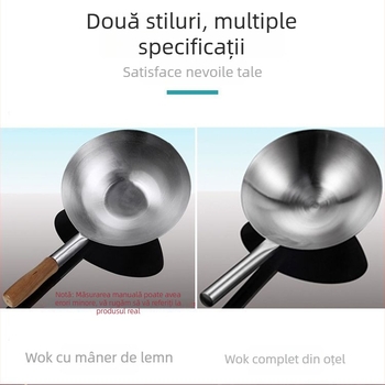 Lingură din oțel inoxidabil cu mâner din lemn – pentru supe și oale mari