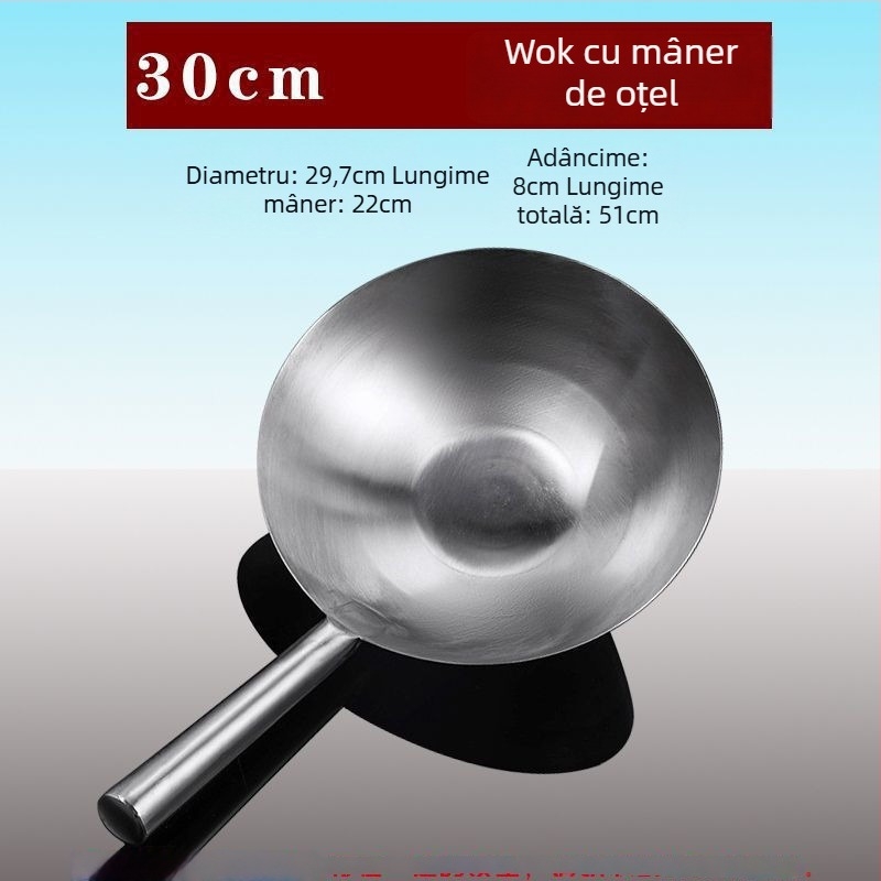 Lingură din oțel inoxidabil cu mâner din lemn – pentru supe și oale mari