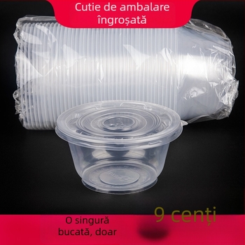 Vas de supă rotund din plastic, de unică folosință, cu capac, compatibil cu microundele, pentru tăiței, la pachet, restaurante și acasă.