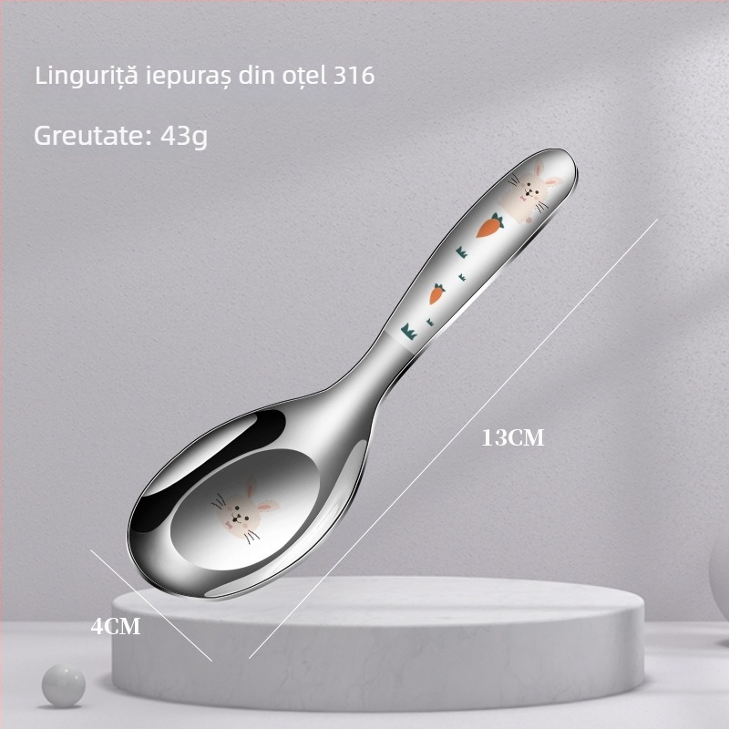 Linguriță pentru copii din oțel inoxidabil 316, cu design desen animat, linguriță drăguță pentru bebeluți, pentru uz casnic