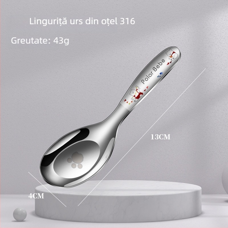 Linguriță pentru copii din oțel inoxidabil 316, cu design desen animat, linguriță drăguță pentru bebeluți, pentru uz casnic