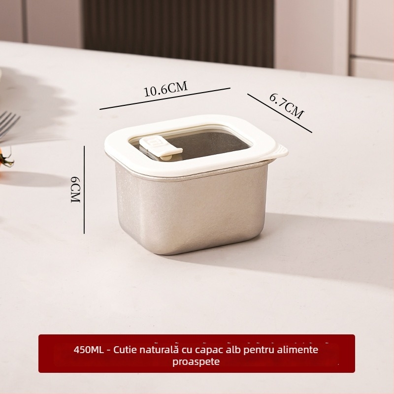 Cutie de mâncare din titan pur, mai multe dimensiuni, cutie de prânz etanșă cu capac, dreptunghiulară, capacitate mare, un singur strat