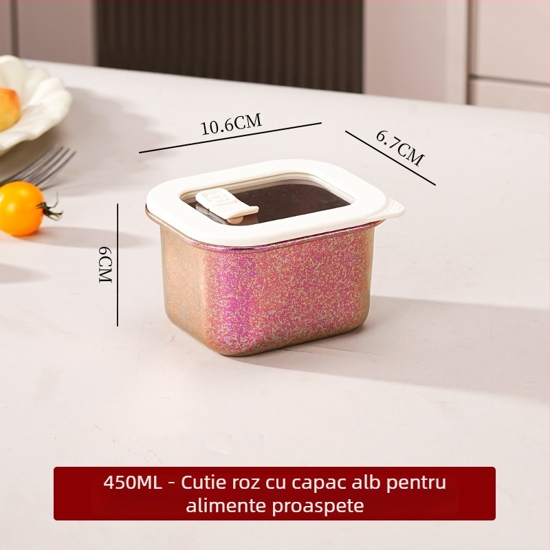 Cutie de mâncare din titan pur, mai multe dimensiuni, cutie de prânz etanșă cu capac, dreptunghiulară, capacitate mare, un singur strat