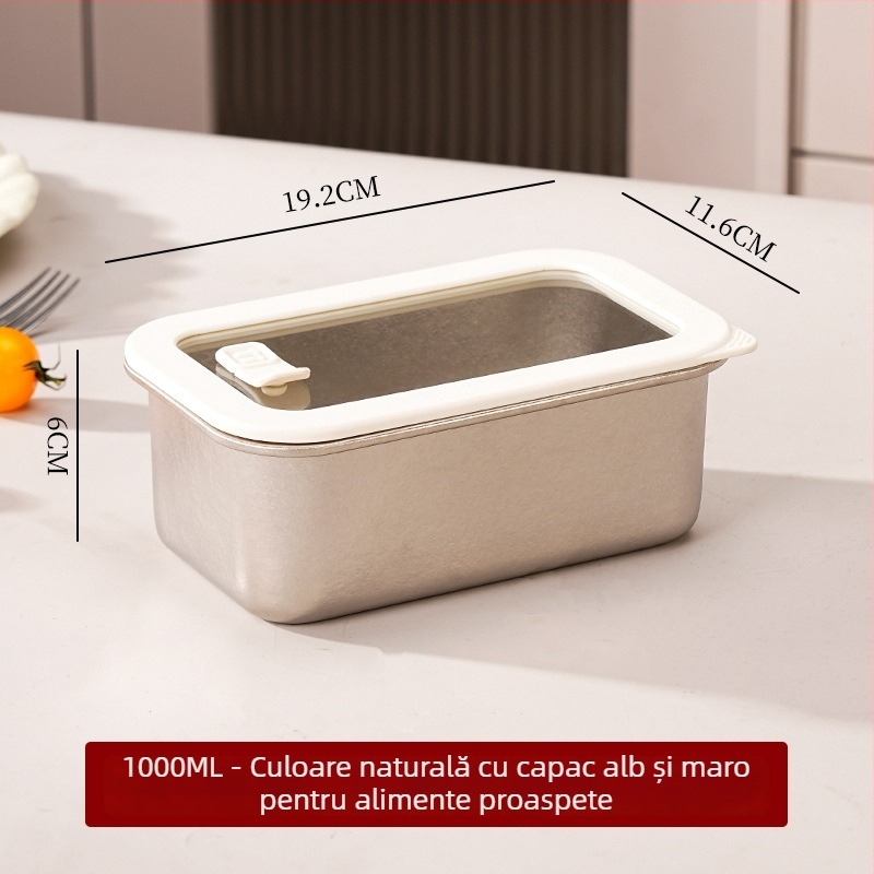Cutie de mâncare din titan pur, mai multe dimensiuni, cutie de prânz etanșă cu capac, dreptunghiulară, capacitate mare, un singur strat