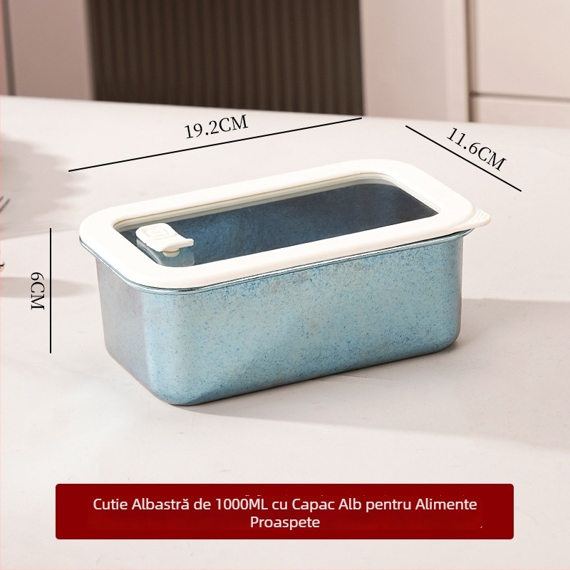 Cutie de mâncare din titan pur, mai multe dimensiuni, cutie de prânz etanșă cu capac, dreptunghiulară, capacitate mare, un singur strat