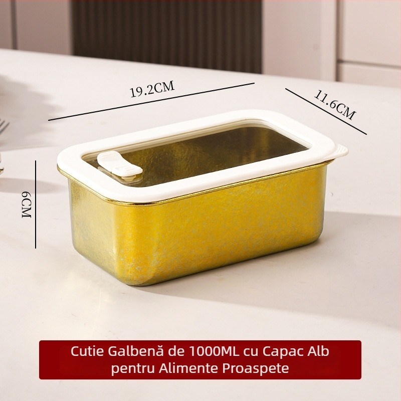 Cutie de mâncare din titan pur, mai multe dimensiuni, cutie de prânz etanșă cu capac, dreptunghiulară, capacitate mare, un singur strat