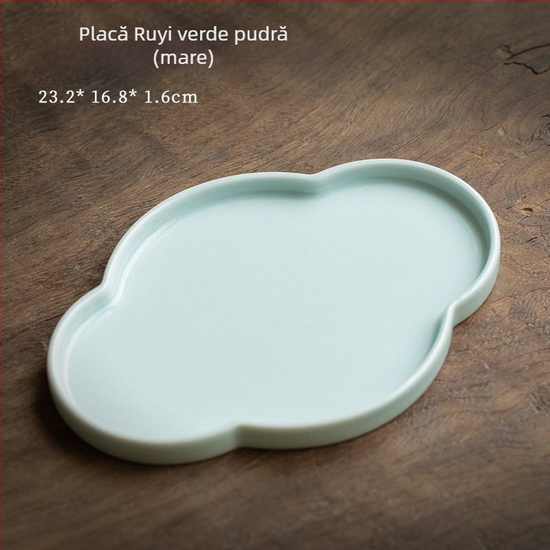 Tavă de porțelan în stil nou chinezesc pentru ceai, cu suport de ceainic lucrat manual, farfurie pentru gustări și fructe, tavă pentru ceai uscat